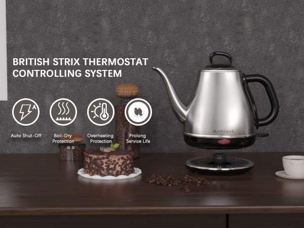 TUMIDY Electric Gooseneck Kettle Temperature Control 1L 8 Variable Presets  Pour over Coffee Kettle, 1500W Rapid Heating, Stainless Steel Inner, Auto