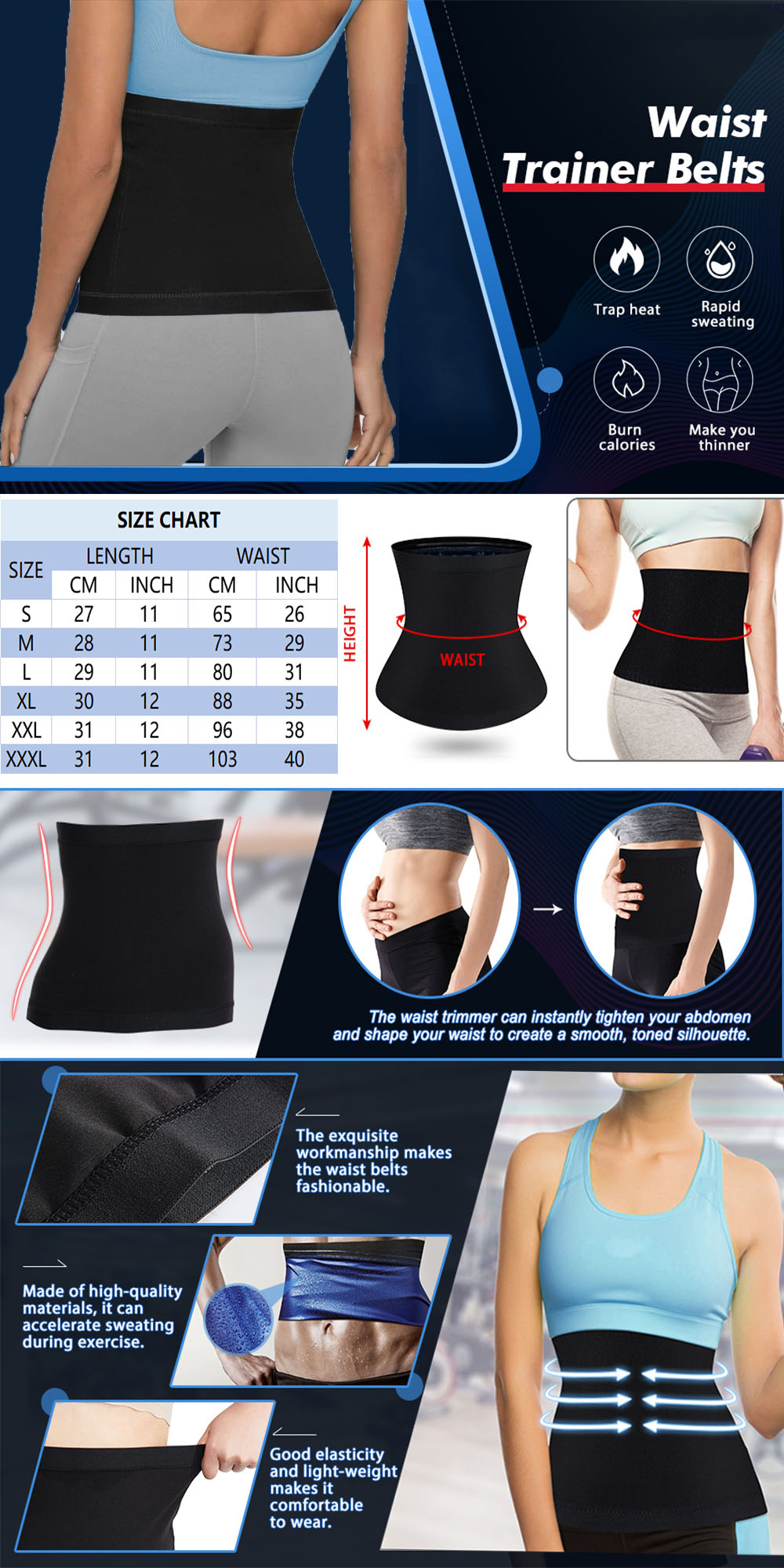 YADIFEN Corset Waist Trainer for Women Lower Belly Fat Sweat Waist Trimmer  Workout Body Shaper