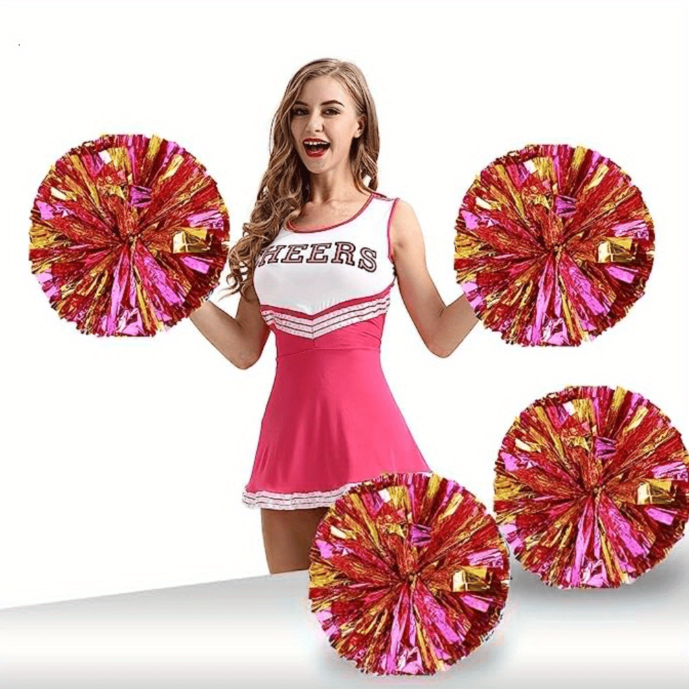 Cheerleading Pom Poms Foil Plastic Metallic Cheerleader Pom - Temu