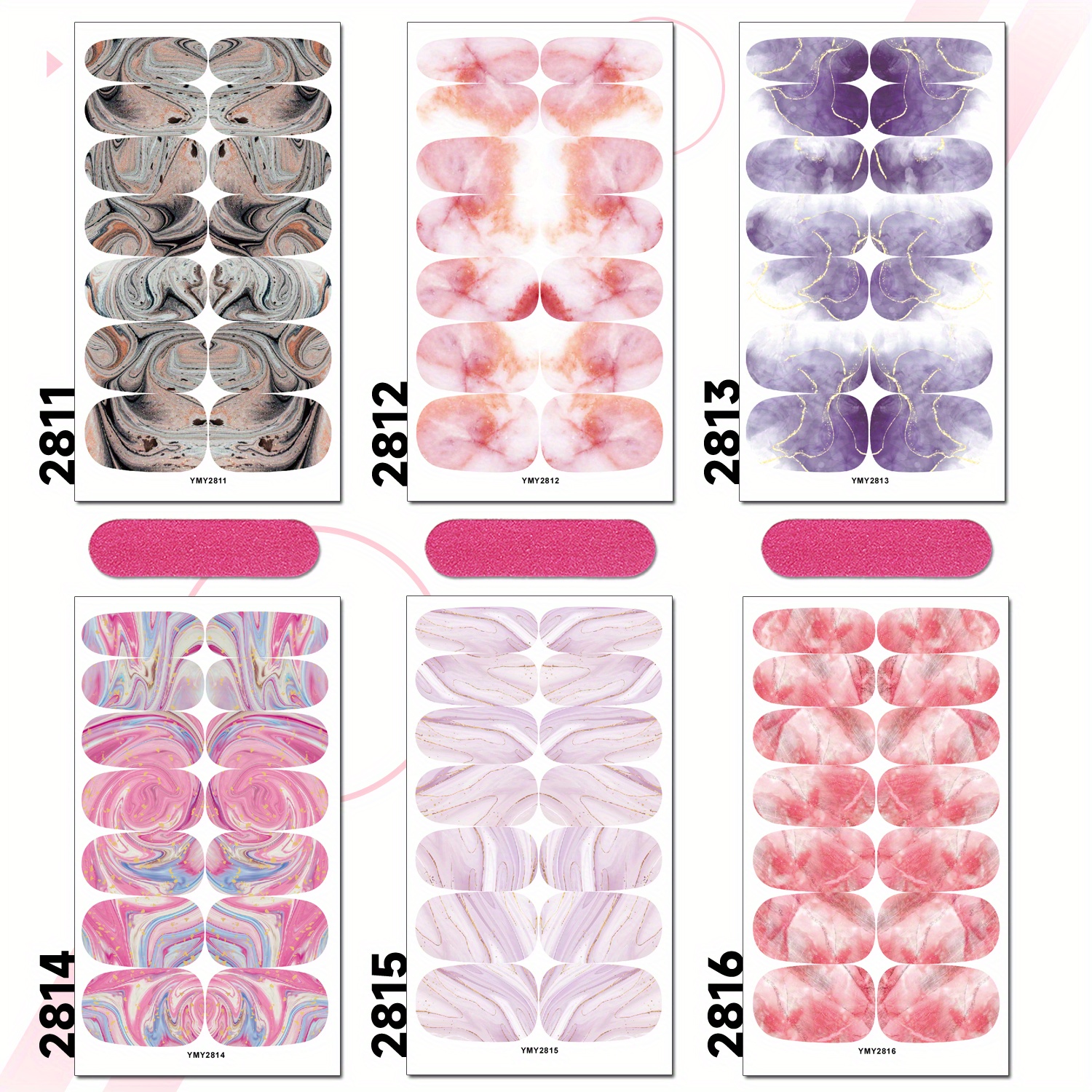 Nail Art Sticker & Nail File Marble Texture Nail Art Sticker Wraps Full