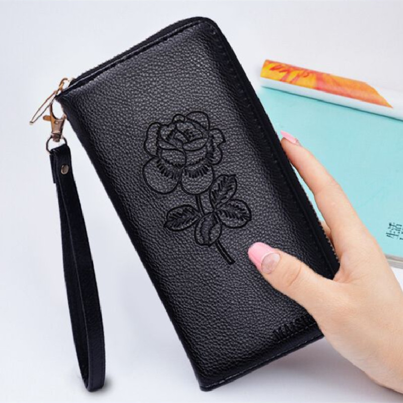 Women'S Flower Pu Leather Zipper Coin Purses