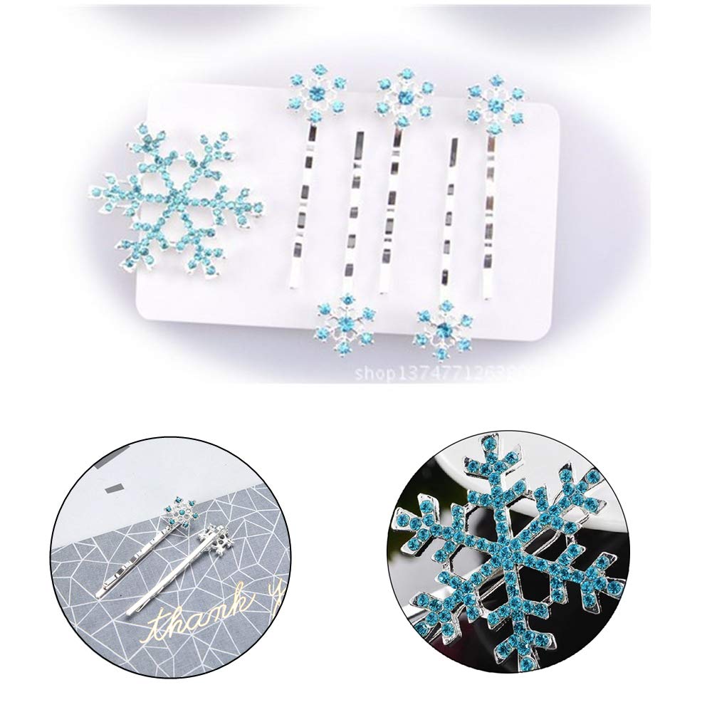 Boderier 10 Pack Snowflake Hair Clips Winter Christmas Rhinestone Snowflake Hairpin Hair Barrette Accessories Silver