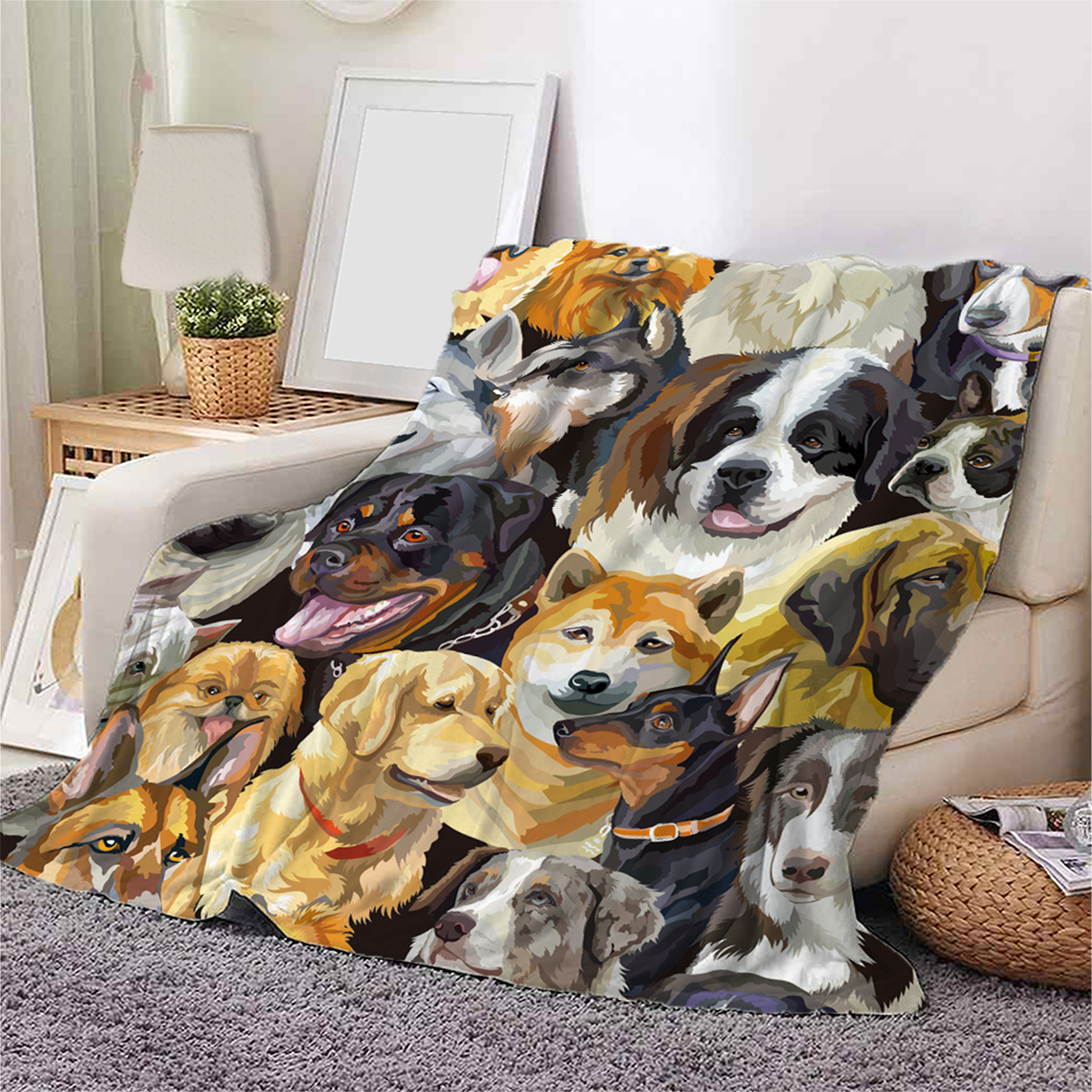 Cartoon Pet Dogs Print Blanket Animal Print Blanket Warm Temu