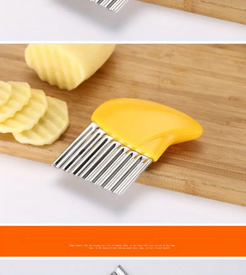 1pc stainless steel potato cutter french fries cut potato wave knife kitchen gadgets corrugated knife kitchen tool details 4