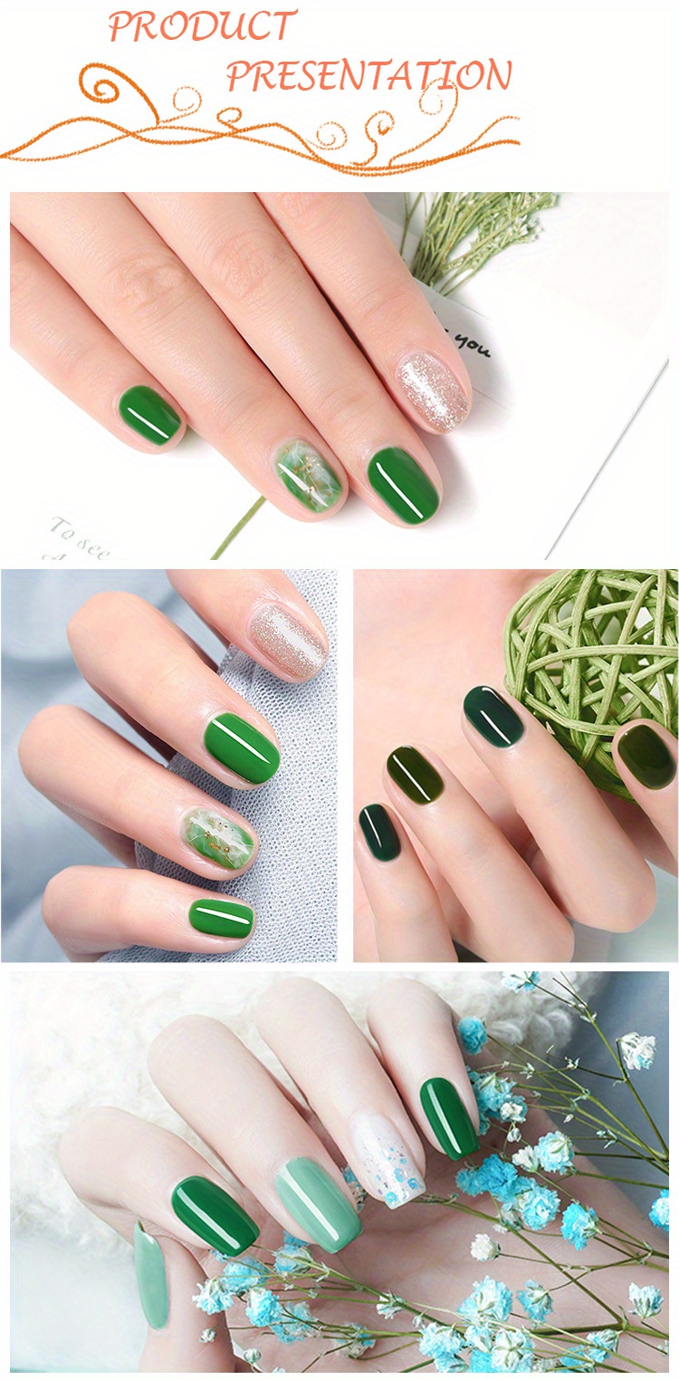 Forest Green Stick on nail strips gel – Off Color Nails