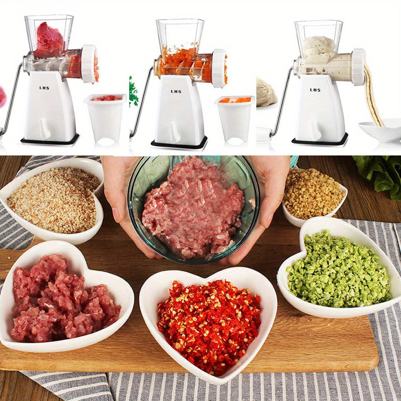 Powerful Stainless Steel Manual Meat Grinder With Suction - Temu