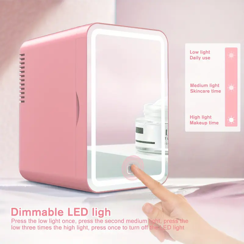 6l mirror beauty makeup refrigerator skin cosmetics skin care products mask hot and cold storage portable led mini refrigerator details 1