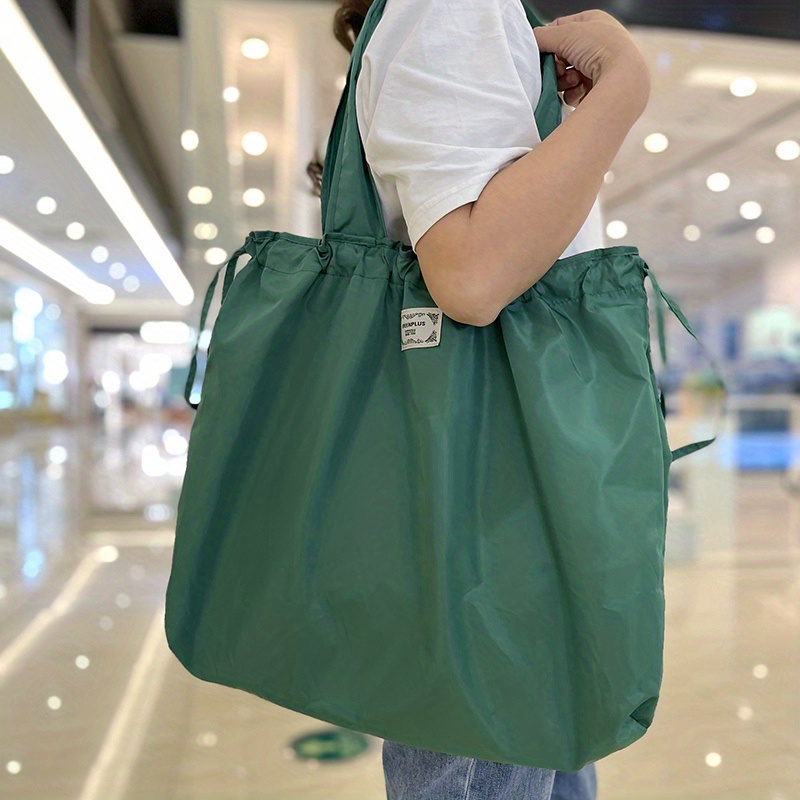 Foldable Drawstring Shopping Bag Large Capacity Nylon Tote - Temu