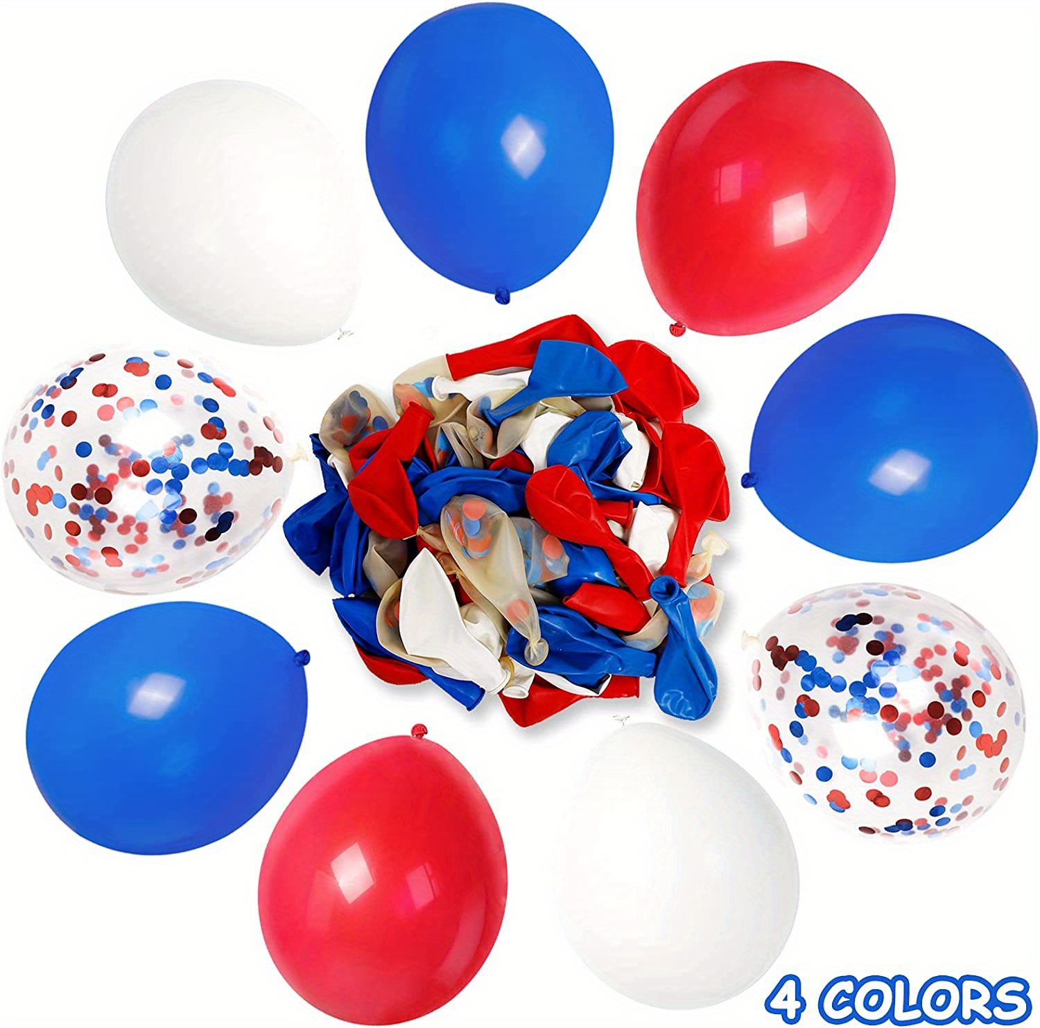 Patriotic Balloons Red Blue White Latex Confetti Balloons Temu