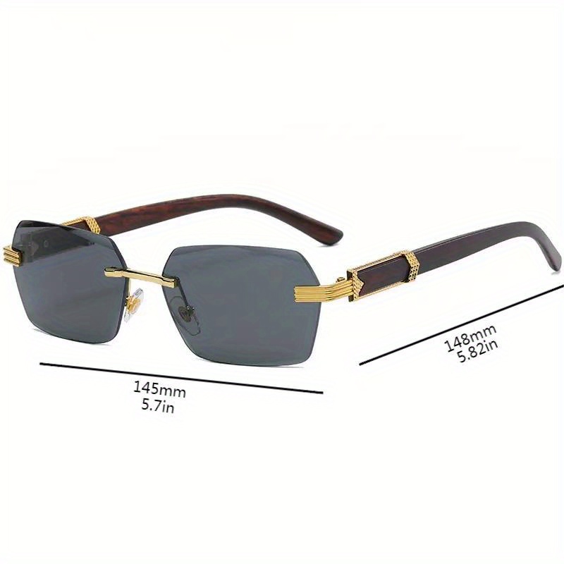 Trendy Classic Rimless Faceted Rectangular Lens Sunglasses