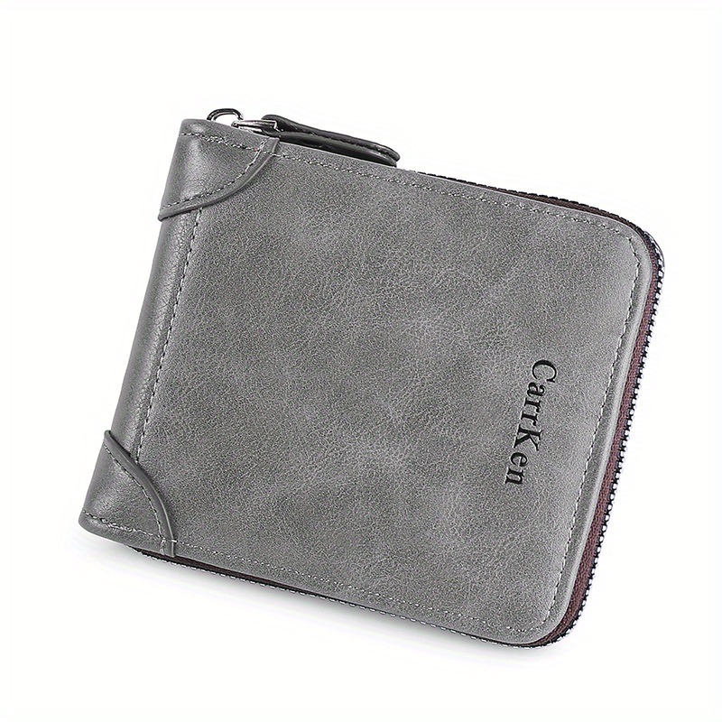 Men's Leather Wallet Zipper Small card Zipper Bag