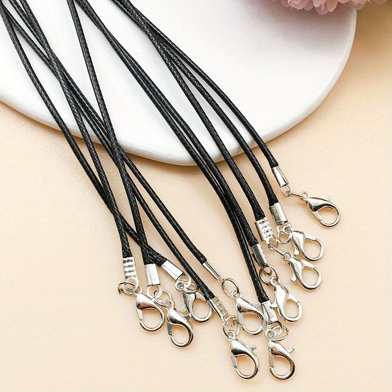 Black Waxed Cord Waxed Thread String Strap Necklace Rope For - Temu