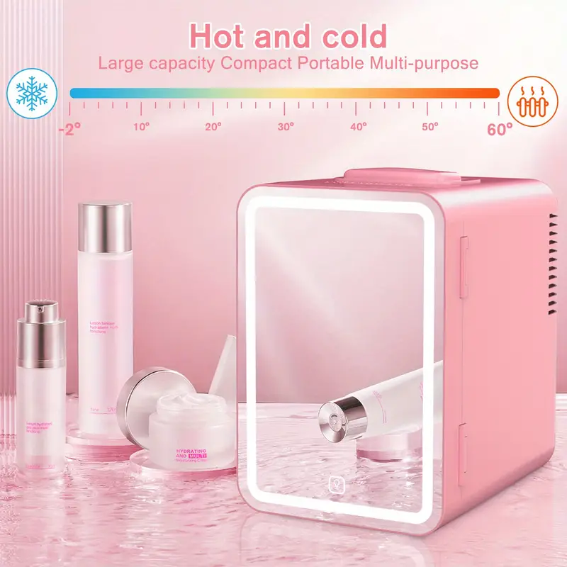 6l mirror beauty makeup refrigerator skin cosmetics skin care products mask hot and cold storage portable led mini refrigerator details 3