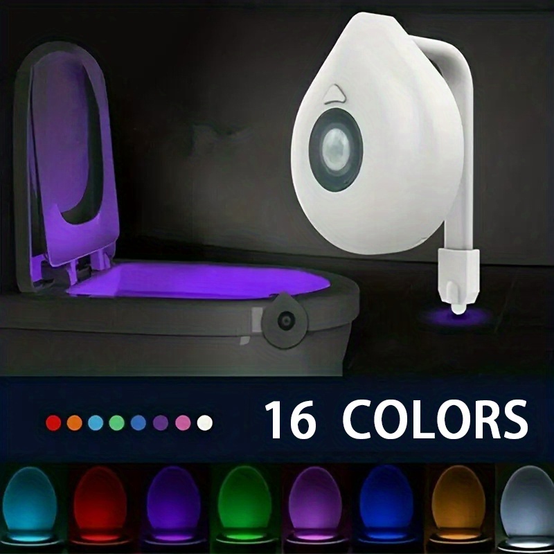 1pc 16-color Toilet Night Light, Led Light Activated By Motion Sensor,  Waterproof Toilet Nightlight With Motion Sensor