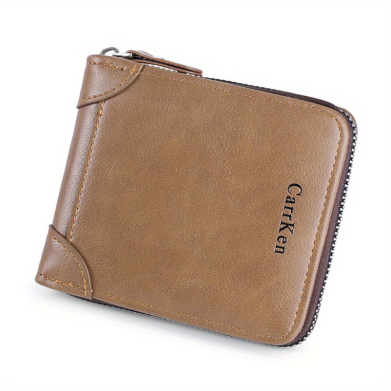 Men's Leather Wallet Zipper Small card Zipper Bag