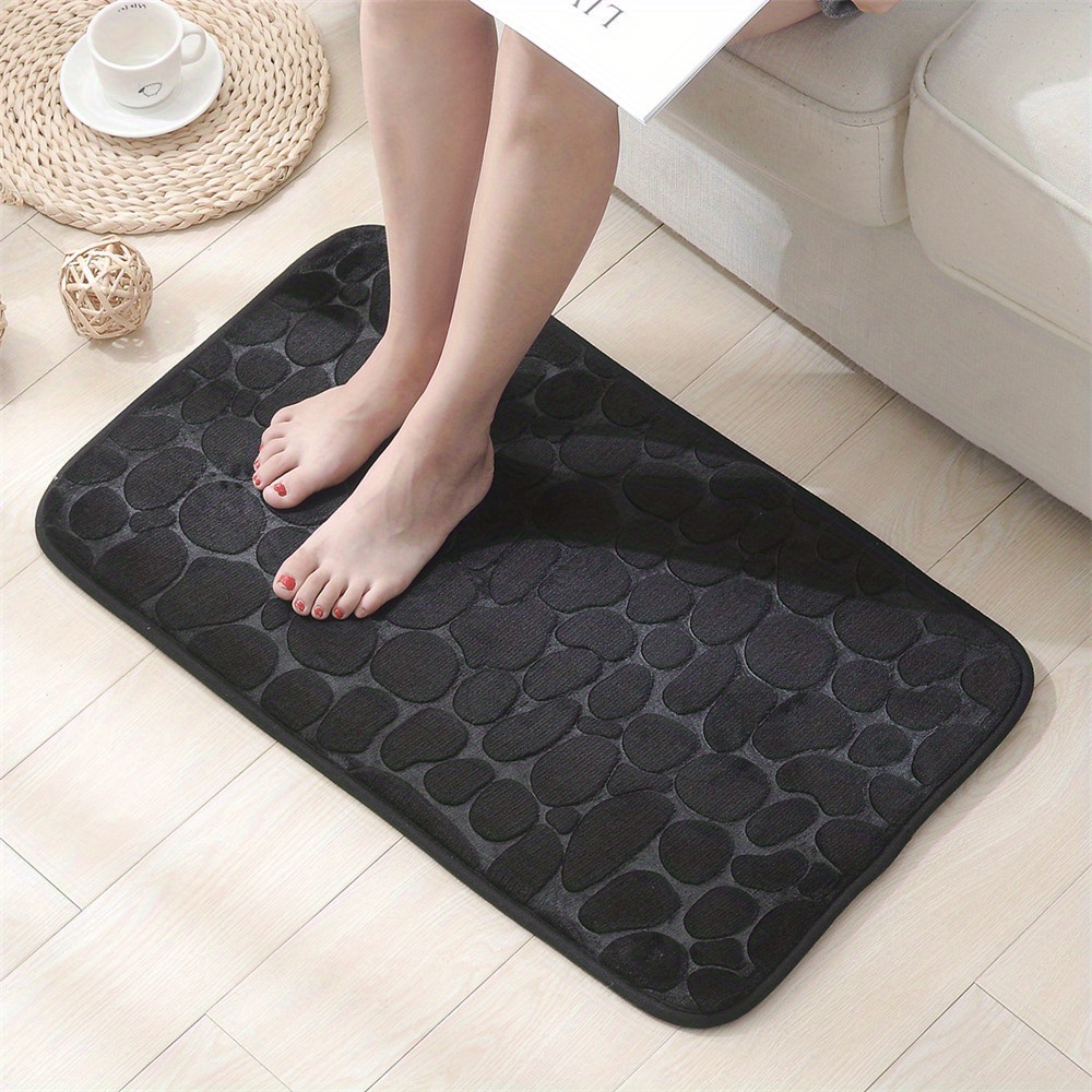 1Pc Cobblestone Embossed Bathroom Bath Mat Coral Fleece Non Slip Carpet In Bathtub Floor Rug For Shower Room Doormat Memory Foam Pad Details 4