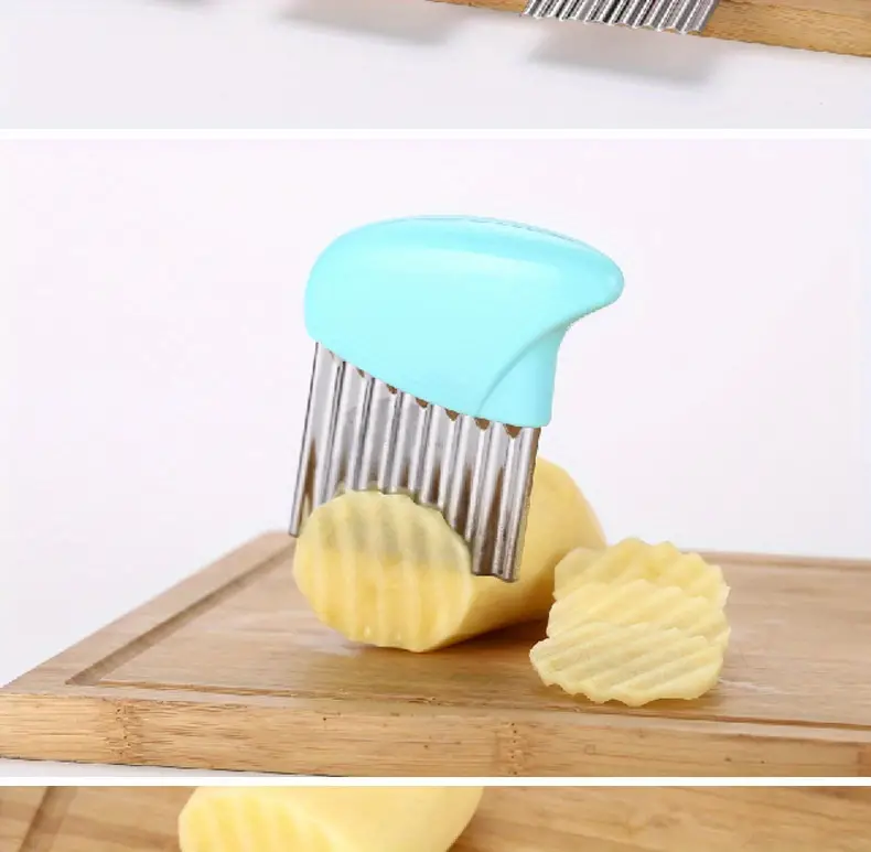 1pc stainless steel potato cutter french fries cut potato wave knife kitchen gadgets corrugated knife kitchen tool details 1
