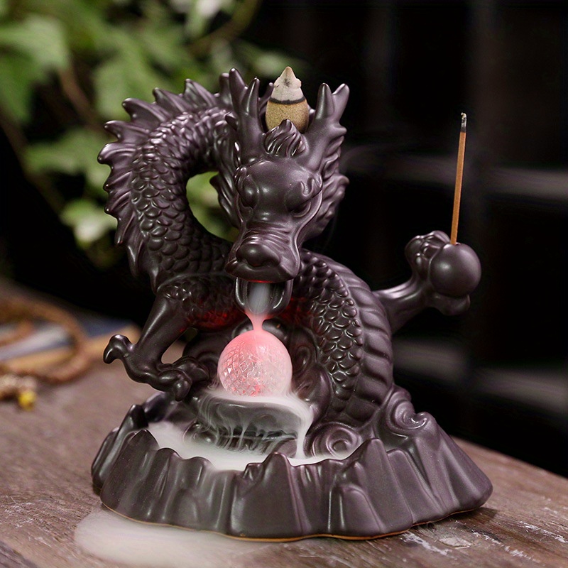 1pc Dragon Backflow Incense Burner Ceramic Incense Holder For Home Decor Aromatherapy Relaxation 3836