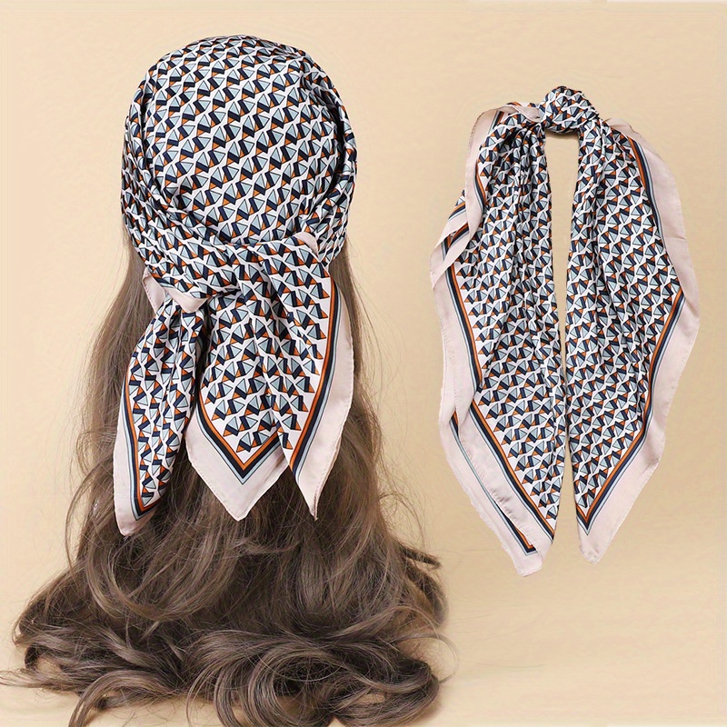 27 55 Chain Belt Print Square Scarf Satin Bohemia Imitation Silk Scarf Bandana  Women Headscarf Simple Neckerchief, Shop On Temu And start Saving