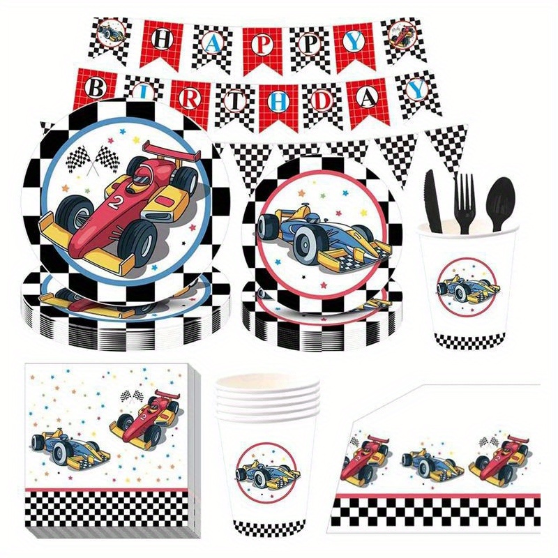 Racing Car Party Supplies Set Disposable Cups Plates Napkins Temu