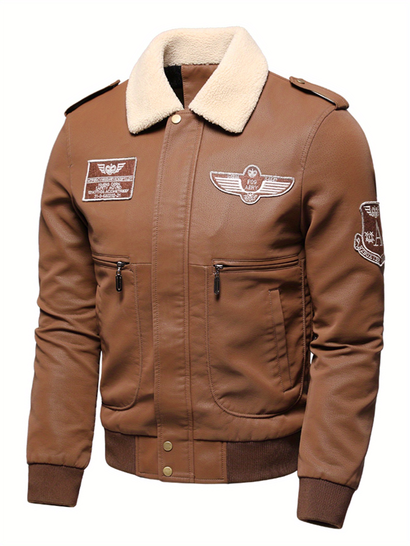 CHAQUETA DE MOTO EN CUERO ESTILO VINTAGE MARRON CON FORRO Y