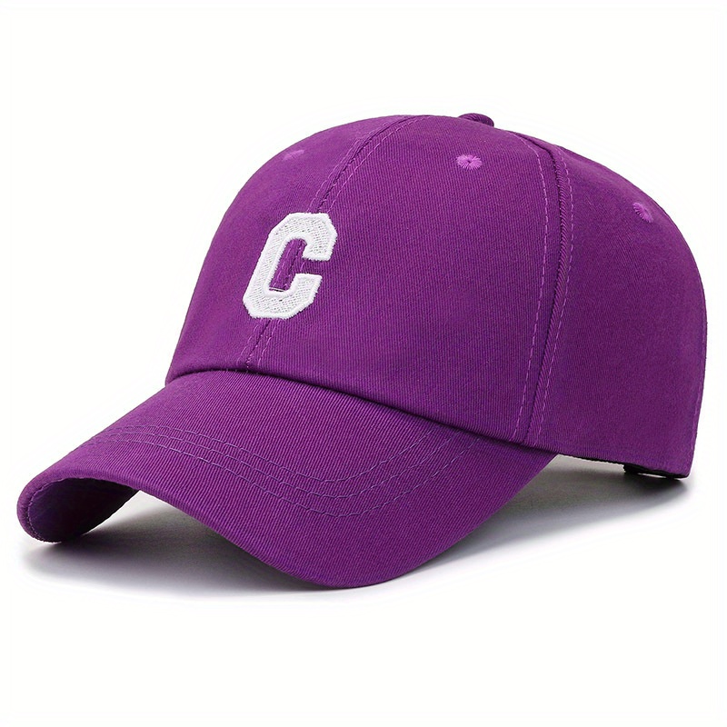 C Label Baseball Cap Cotton Solid Adjustable Sports Hat Outdoor Sunscree