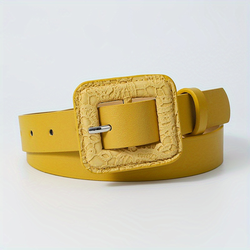 Snake Pattern Square Buckle Vintage Belt Women Dress Pants Belts