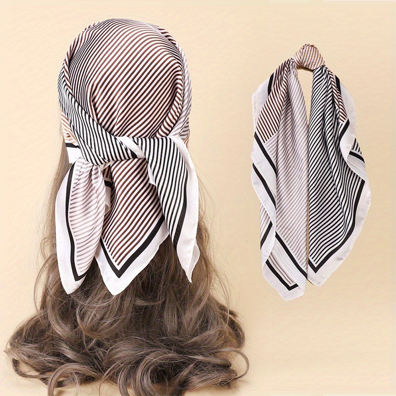 27 55 Chain Belt Print Square Scarf Satin Bohemia Imitation Silk Scarf Bandana  Women Headscarf Simple Neckerchief, Shop On Temu And start Saving