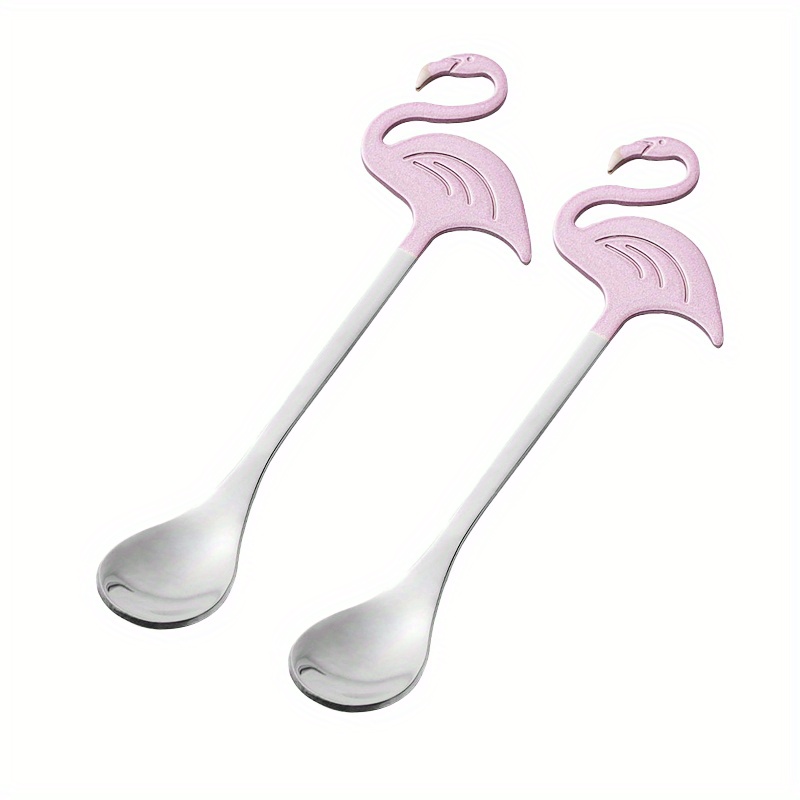 E-shop 2PCS Flamingo-Löffel 5,1 Zoll, Tierlöffel, Edelstahl-Dessertkaffee-Rührlöffel, Teelöffel, Geschirr, Küchenzubehör