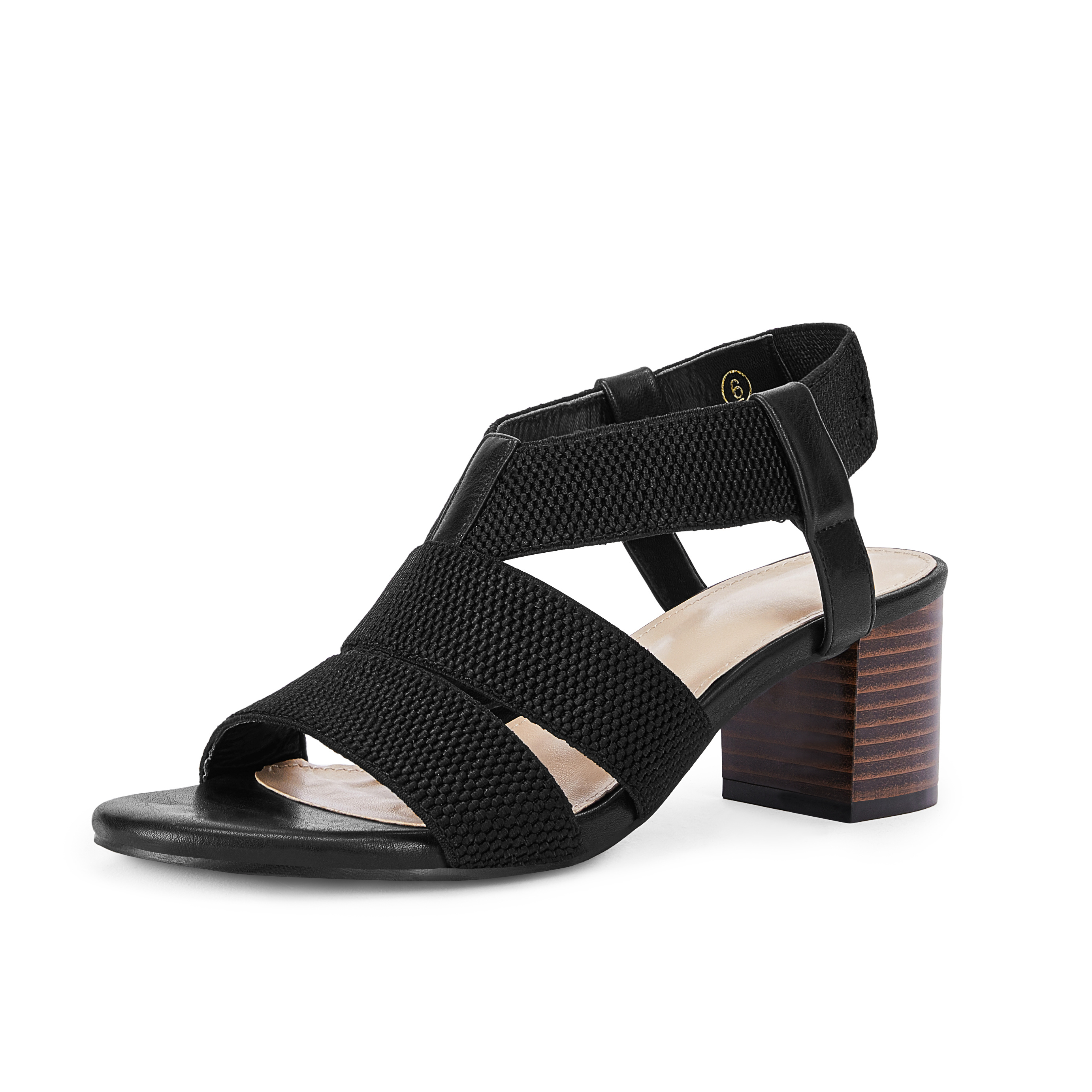 Black stacked best sale heel sandals