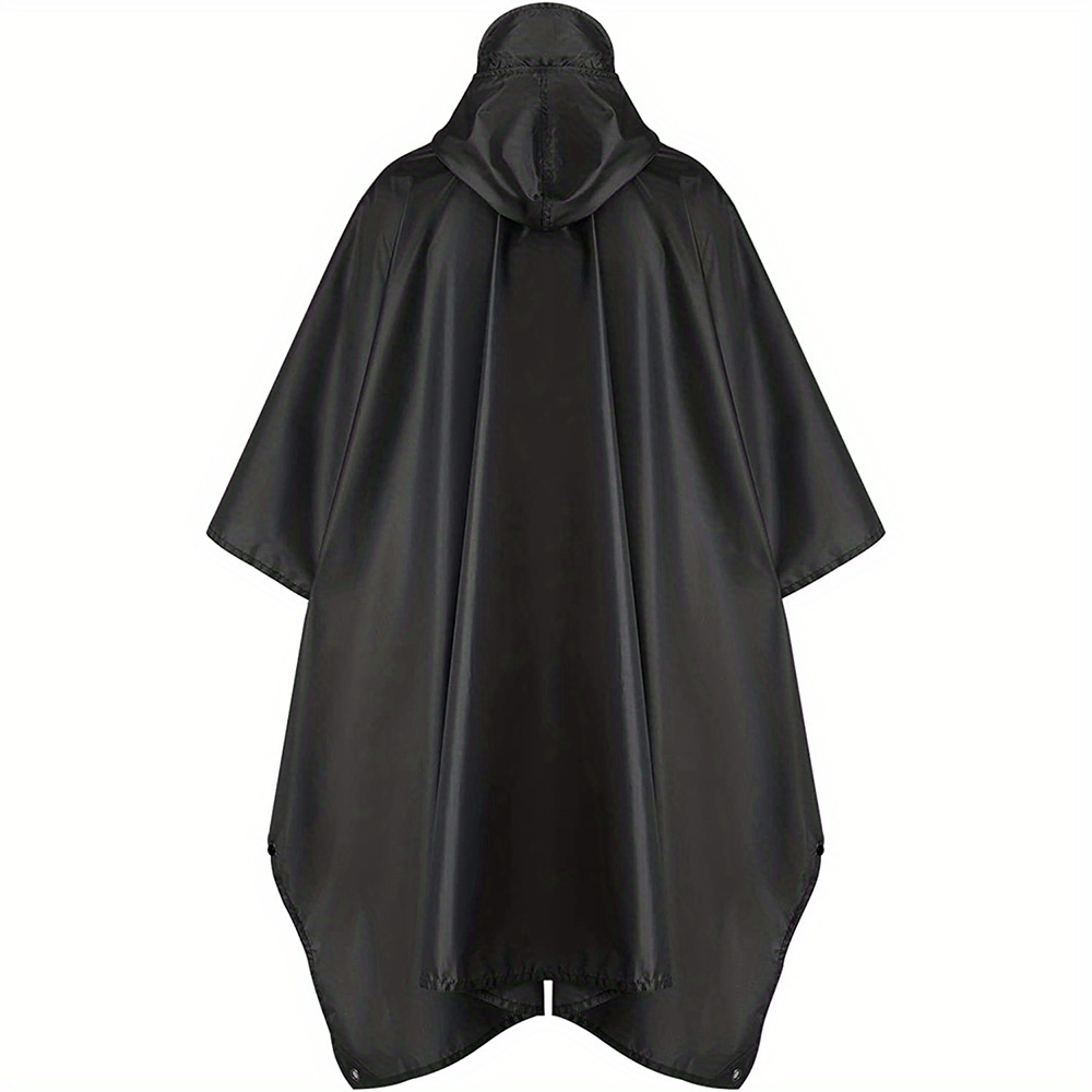 Solid Waterproof Rain Poncho Reusable Hooded Raincoat Unisex Rainwear ...