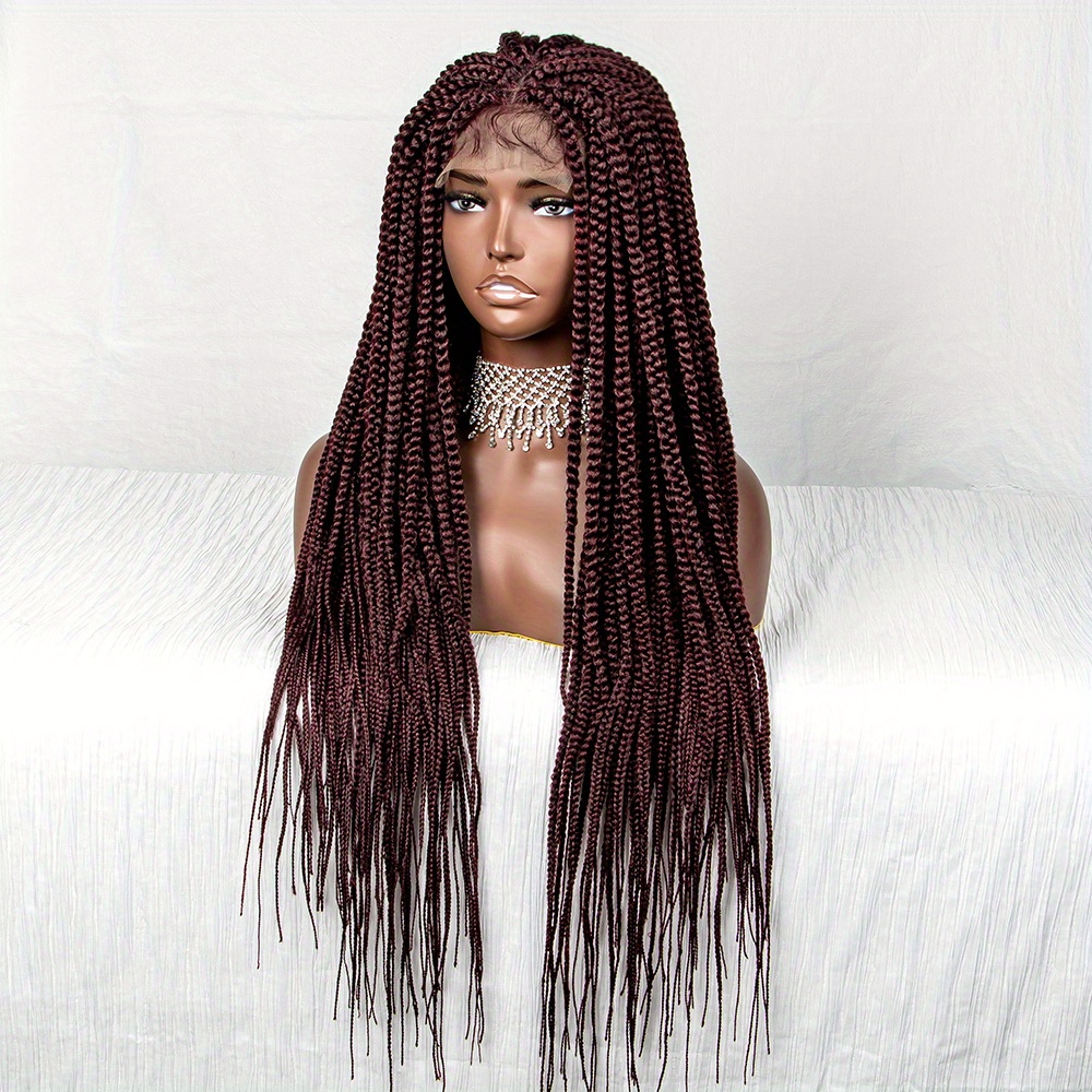 Braided Wigs 30 Inch Long Box Braids Lace Front Wigs With Baby