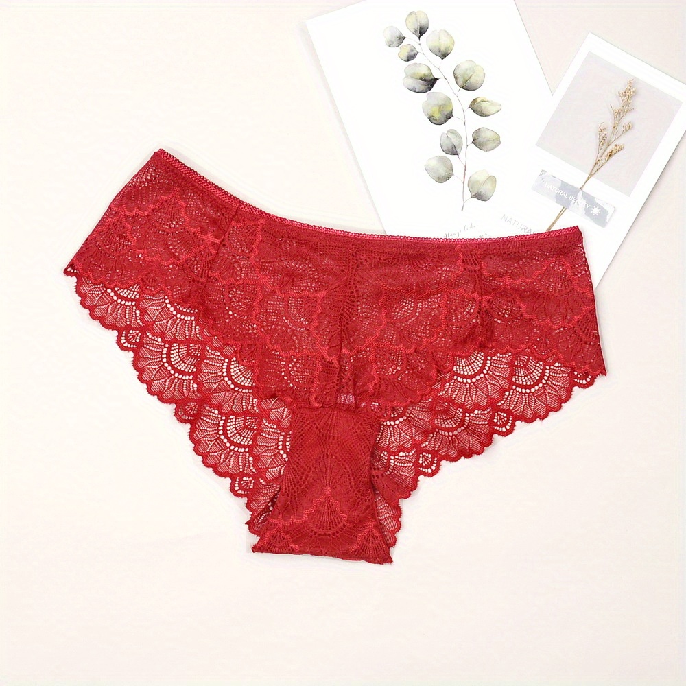 YEJSERE Lace Panties for Women Leopard Print Bikini Underwear Half Back  Cover Sexy Panties Edible Underwear Red