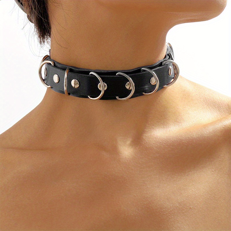 Punk Men Women Leather Choker Chain Buckle Collar Necklace Jewelry  Adjustable