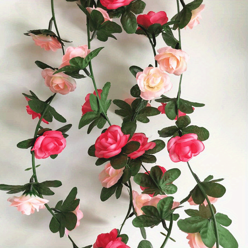 240M Artificial Rose Vine Simulation Ivy Vine Rose Hanging Garland Fake  Flowers Silk Flower Wedding Decor Wall Plant Decor