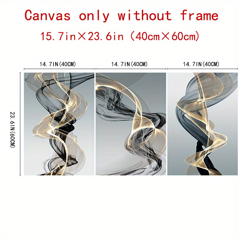 Image of 2d Flat, 2d Flat, 3pcs Modern Nordic Ribbon Abstract Wall Art Canvas Painting Landscape Poster Print Picture For Home Decor