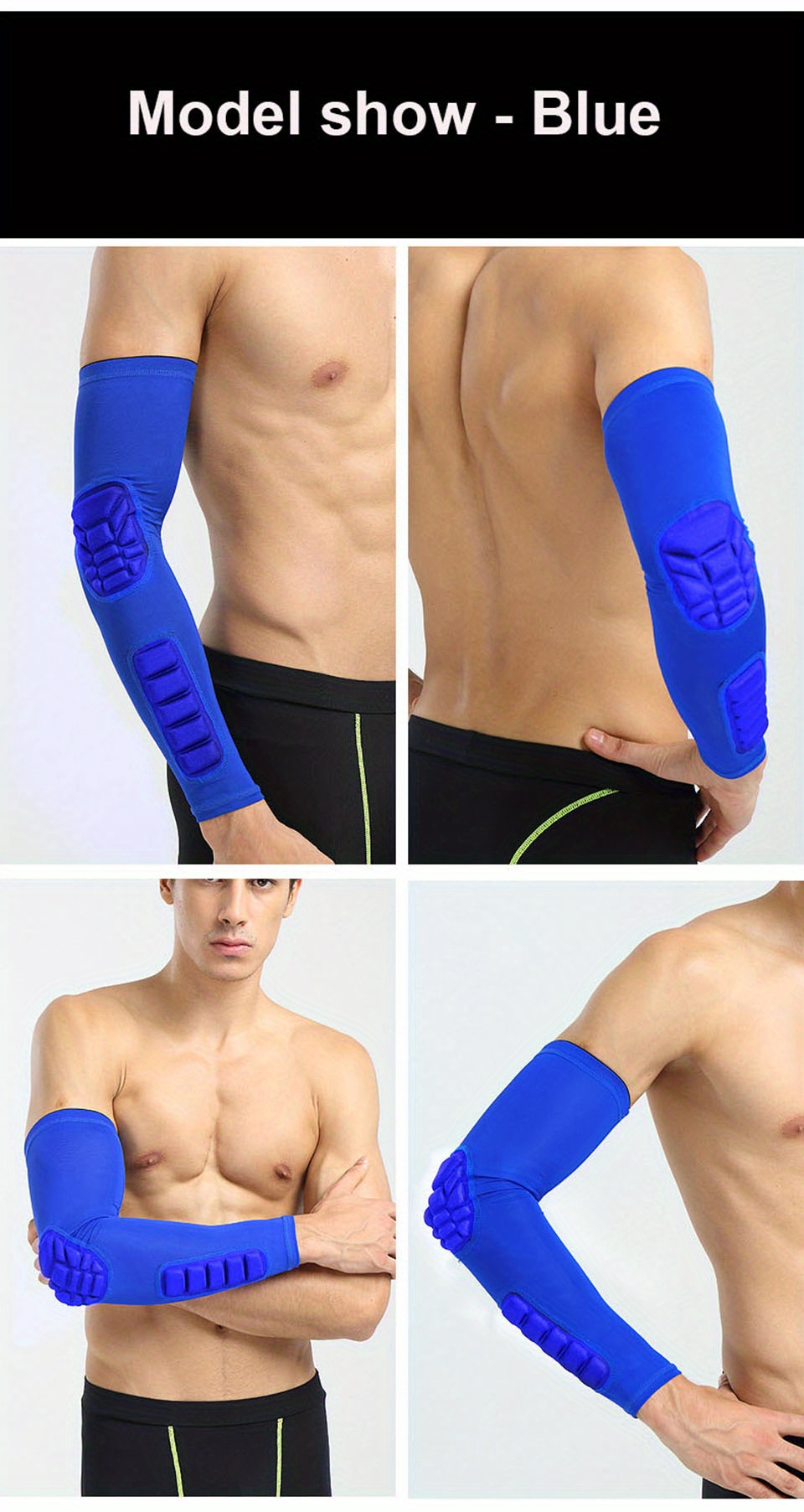 OCUhome Elastic Elbow Pad Sports Padded Forearm Sleeves For Super Soft Anti-collision Protection Breathable Compression Arm Support Wear