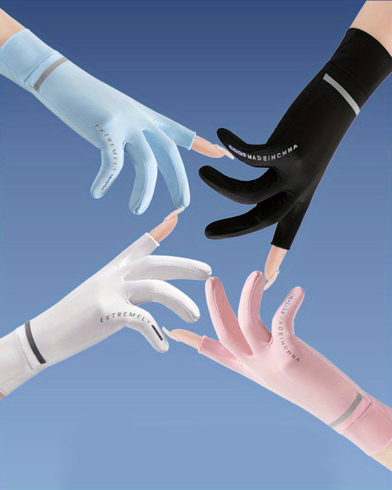 Women Fingerless Gloves Cooling Sunscreen Sun UV Protection Mittens Cover