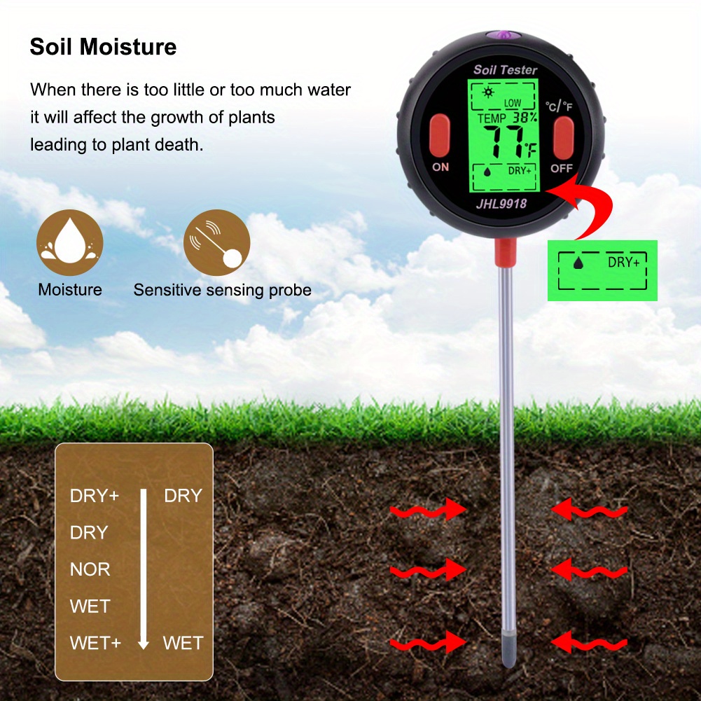 Soil Moisture Meter 5-in-1 Plant Water Meter Soil PH Meter