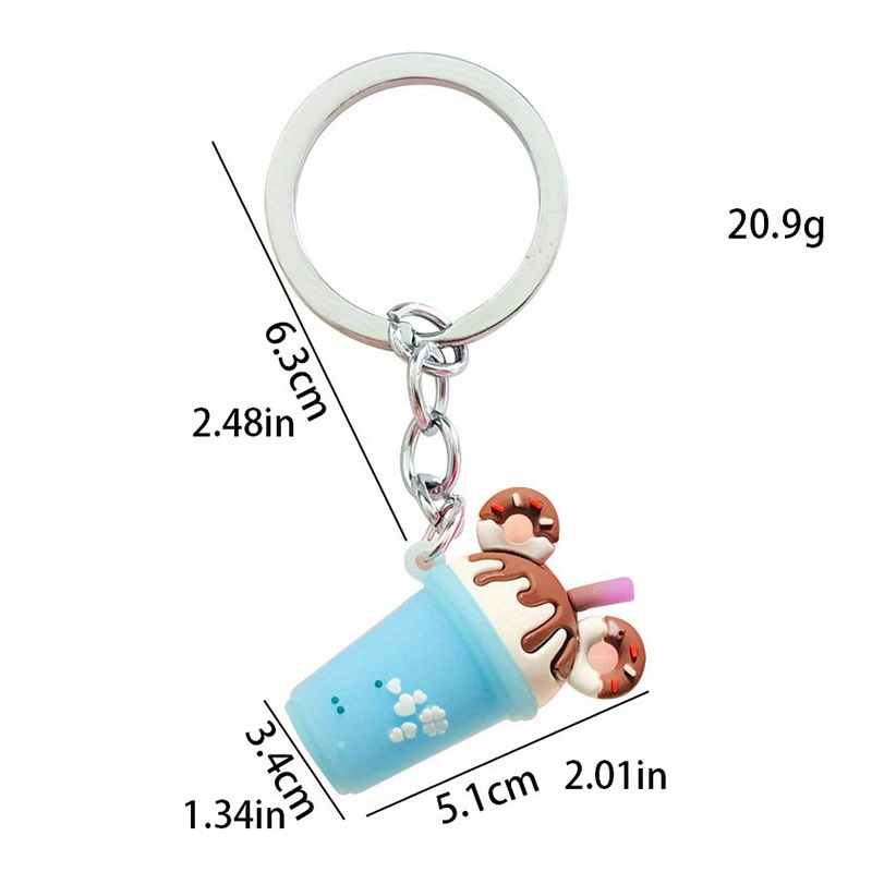 Luxury designer keychain bag charm keychains key chain creative  threedimensional cute milk tea key chain star dad coffee cup keyring pvc  decoration