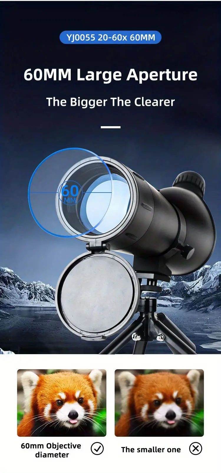 1pc professional monocular hd high power telescope for animal bird watching hunting camping tourist scenery details 3