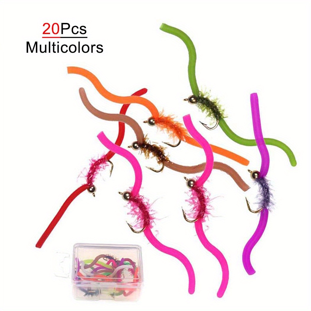 5/10/20pcs Squirmy Fly Trout Fishing Lures With Brass Bead - Lifelike Design For Increased Bites And Hookups