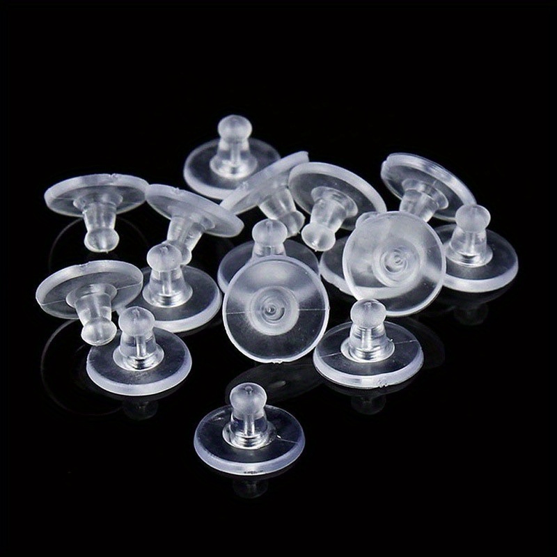 1000pcs Rubber Earring Backs Stoppers Clear Plastic Ear Hooks Back