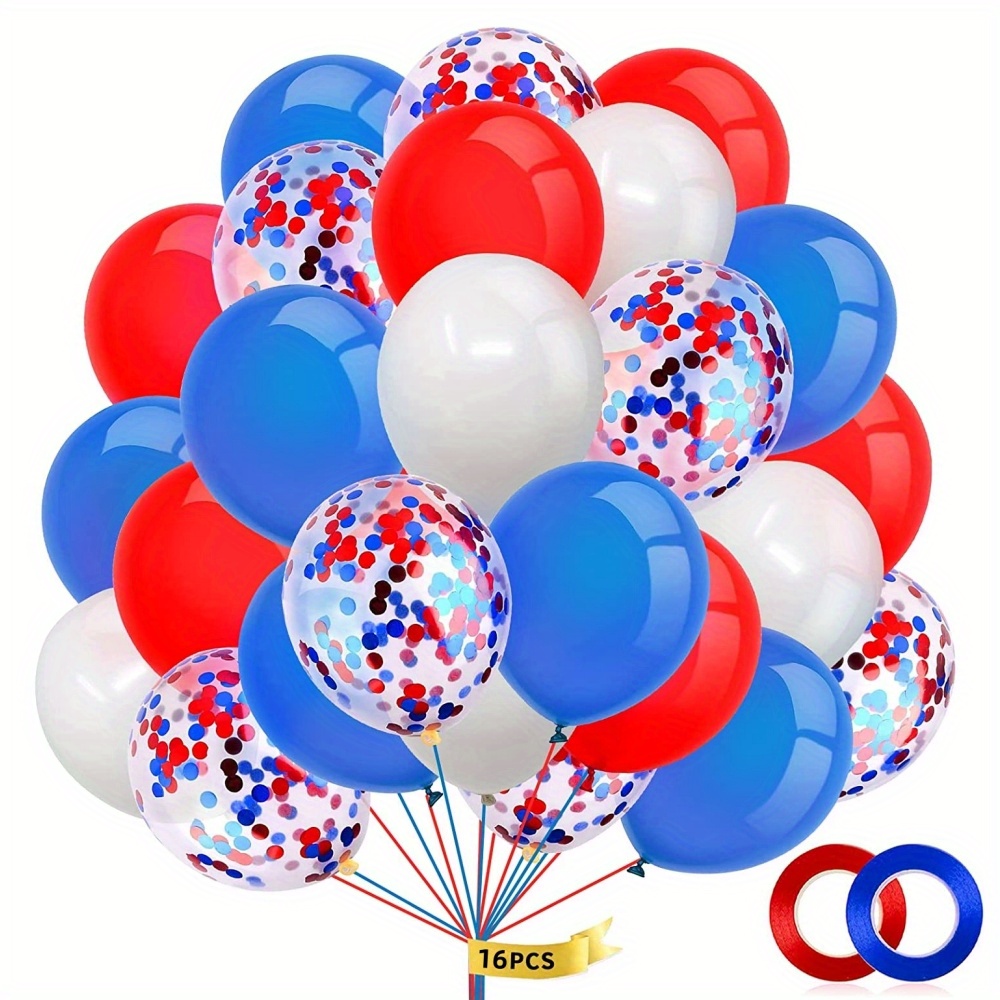 Patriotic Balloons Red Blue White Latex Confetti Balloons Temu