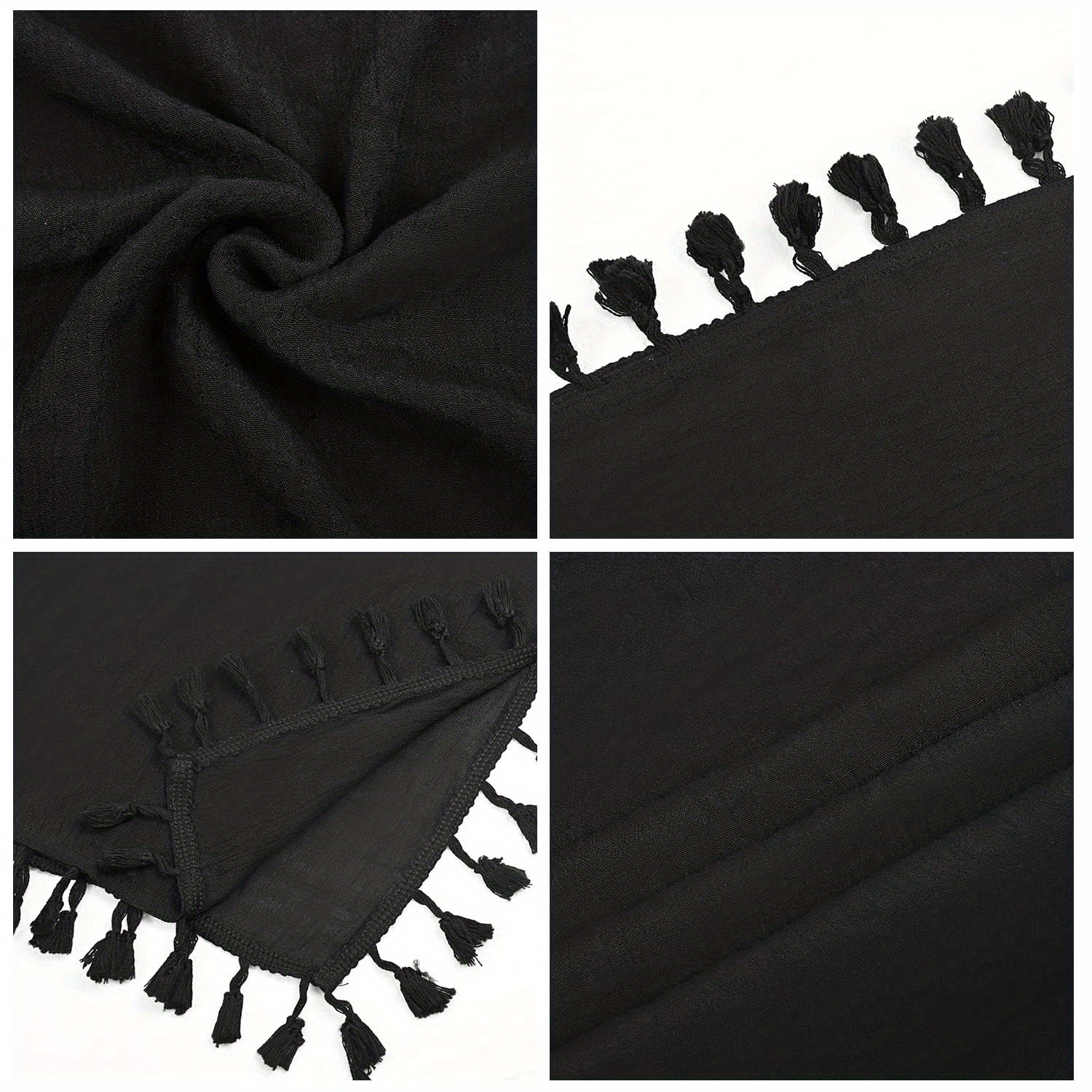 Tassel Decor Cover Up Shirt, Round Neck Boho Style Semisheer Split Cover Ups, Women's Swimwear