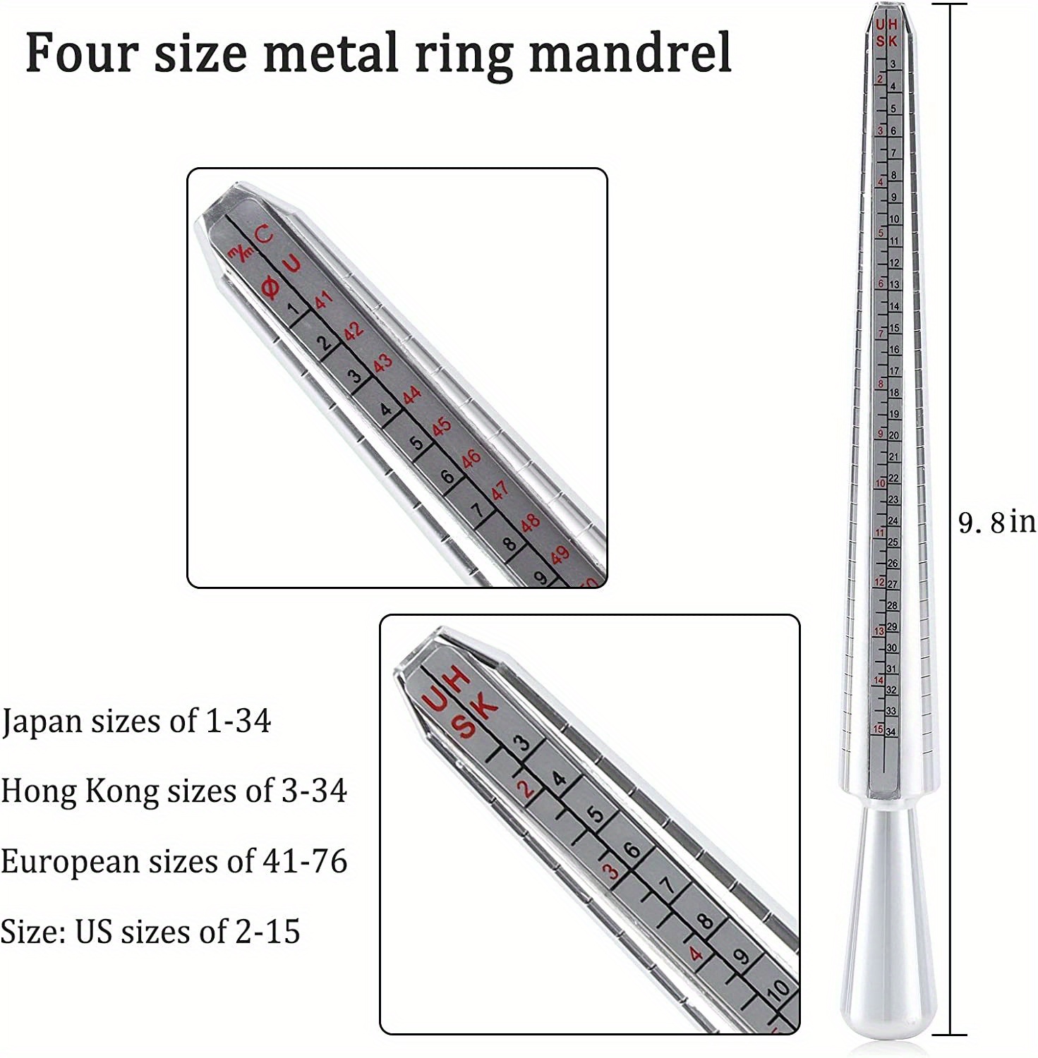 Thsue Ring Size Stick Mandrel Finger Gauge Ring Sizer Set Measuring Sizes  Jewelry Tool UK US General Purpose 