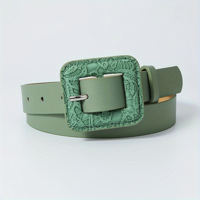 Snake Pattern Square Buckle Vintage Belt Women Dress Pants Belts
