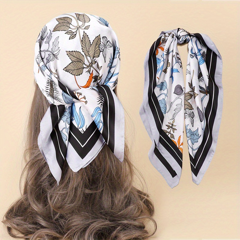 27 55 Chain Belt Print Square Scarf Satin Bohemia Imitation Silk Scarf Bandana  Women Headscarf Simple Neckerchief, Shop On Temu And start Saving