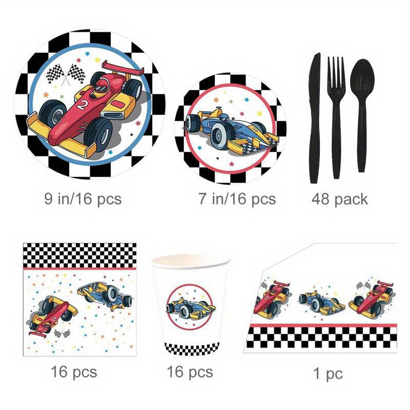 Racing Car Party Supplies Set Disposable Cups Plates Napkins Temu
