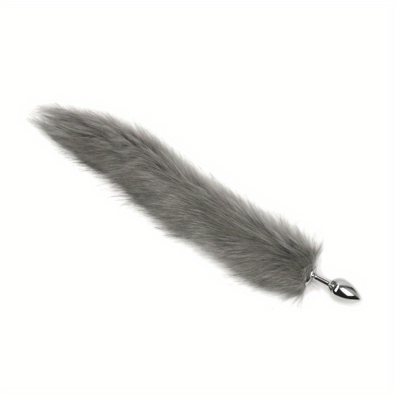 gray white fox tail plug and ear fox tail buttplug and ear wolf tail b